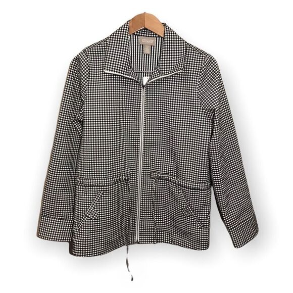 Chicos Ripple Gingham Anorak Jacket Style 570282235 Size Small Black White NWT‎ - Picture 1 of 6